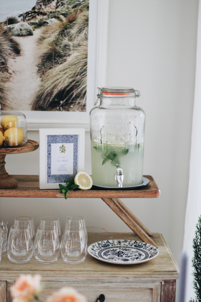 Lemon-inspired drink display for a Capri-themed party